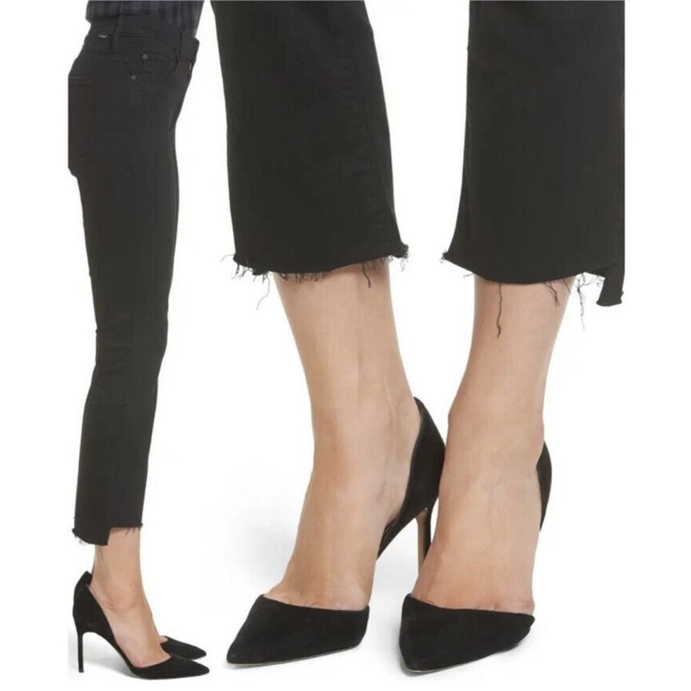 Mother The Insider Crop Step Fray Not Guilty Black High Rise Jeans size 27 - Picture 7 of 14
